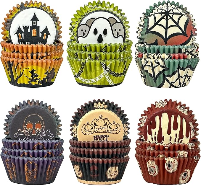 qiqee Halloween Standard Cupcake Liners Cupcake Cups 300-Count Food Grade Gradient Design Cupcake Papers Baking Cups Cupcake Wrappers for Halloween(Standard Size)