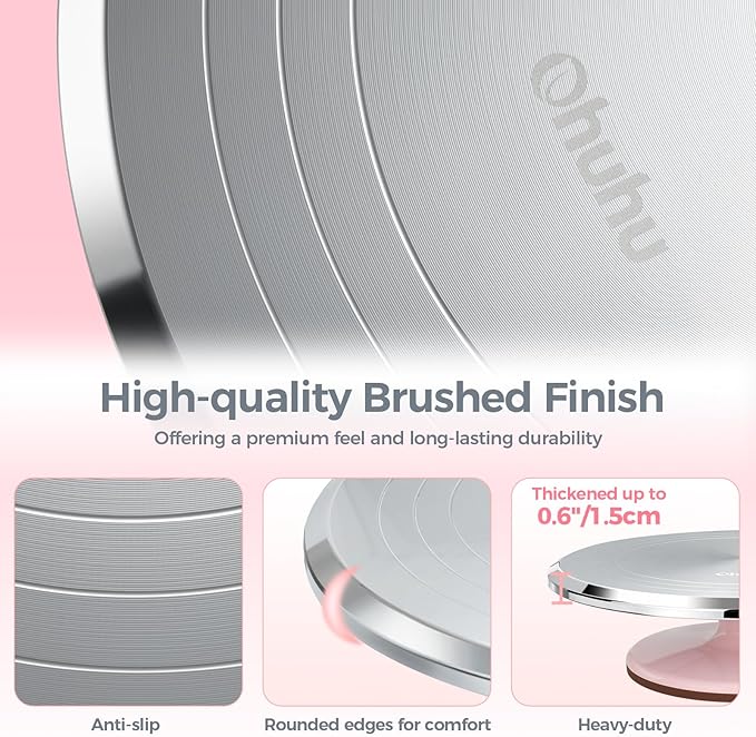 Ohuhu Cake Stand, Aluminium 12''Cake Turntable Decorating Bakery Supplies - BPA-Free Frosting Spinner Rotating Revolving Lazy Susan Christmas Gifts