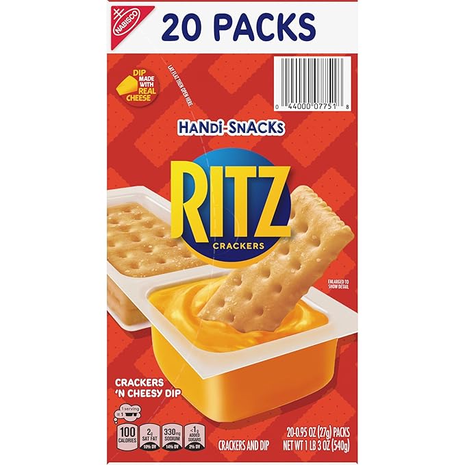 Handi-Snacks RITZ Crackers 'N Cheesy Dip Snack Packs, 20 Snack Packs (Pack of 2)