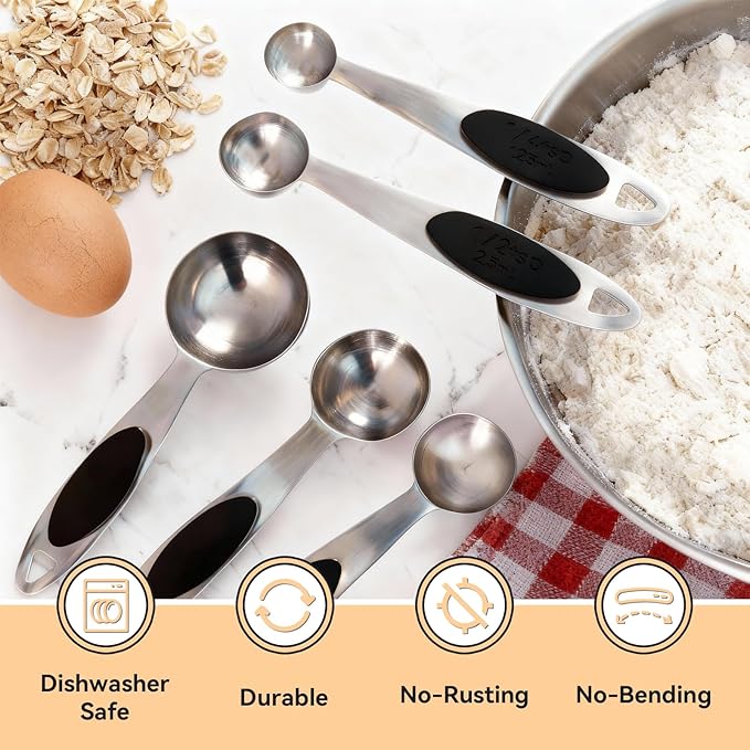 1PCS 1/2Tsp(1/6tbsp, 2.5ml) Single Magnetic Measuring Spoon, Stainless Steel Individual Measure Scoop Only for Baking & Cooking, Metal Kitchen Gadgets Essentials
