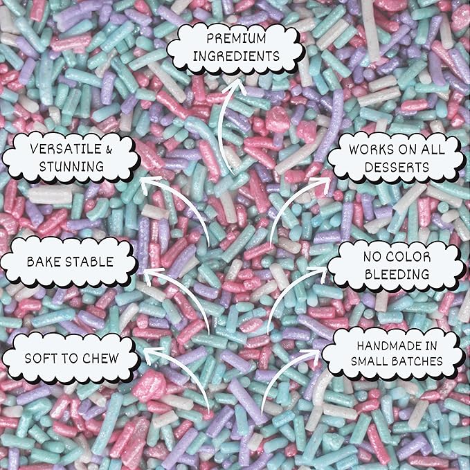 Confect Custom Rainbow Sprinkles | Candyland Jimmies Mix | Vibrant Multicolor Edible Toppings for Cakes & Desserts | Vegan, Gluten-Free, Palm Oil-Free – 4.2 Oz