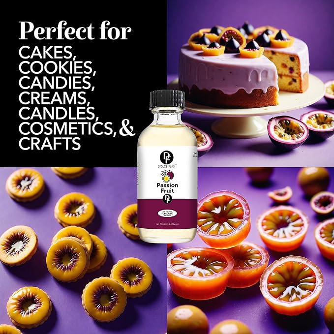 Dolce Flav Passion Fruit Extract - 1 Gallon Oil-Soluble Multipurpose Flavoring Ideal for Candy Making, Baking, Lip Balm, and Ice Cream - Perfect Kitchen Gift for Holidays