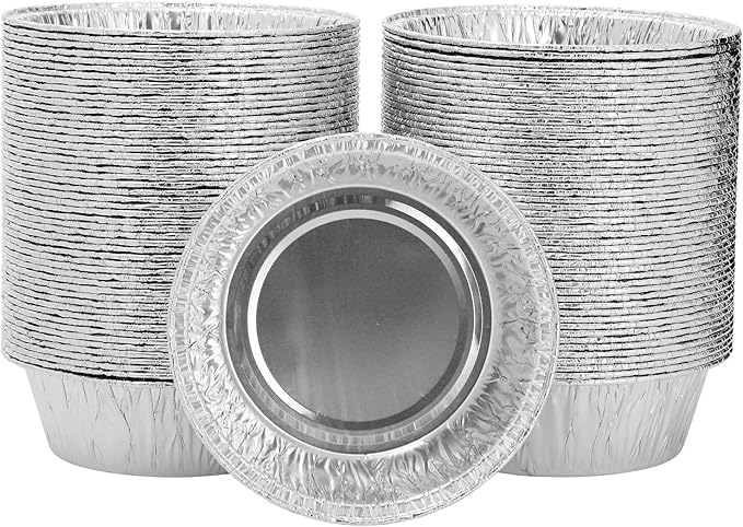 Juvale Mini Pot Pie Pans - 100 Pack, 5 In, Silver Aluminum - Disposable Aluminum Foil Pans & Tins for Pot Pie Baking, Quiche & Tarts, Oven & Freezer Safe