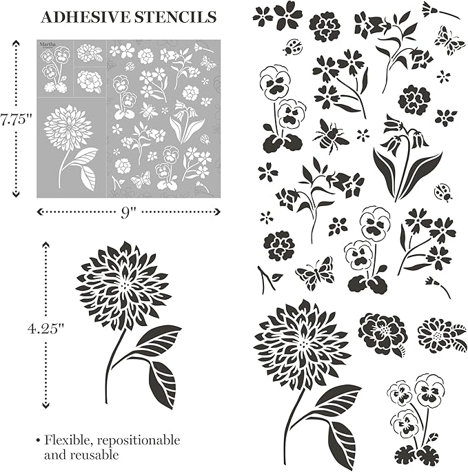 Martha Stewart, Flora and Fauna Stencils, Stamps, and Tools Kit, 13 pc