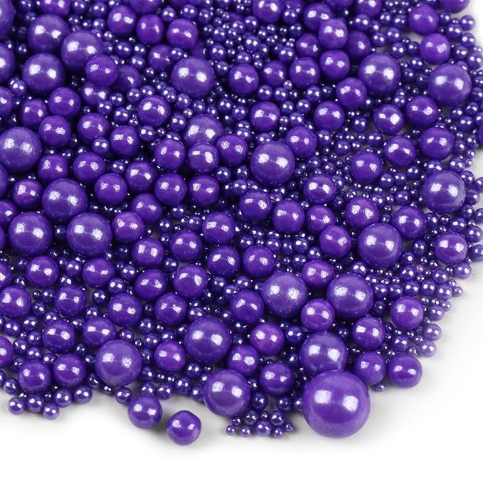 Purple Sprinkles for Cake Decorating 3.5 Ounces, Edible Sugar Pearls Cupcake Topper, Cookies, Ice Cream Toppings Cake Decorations for Wedding Party