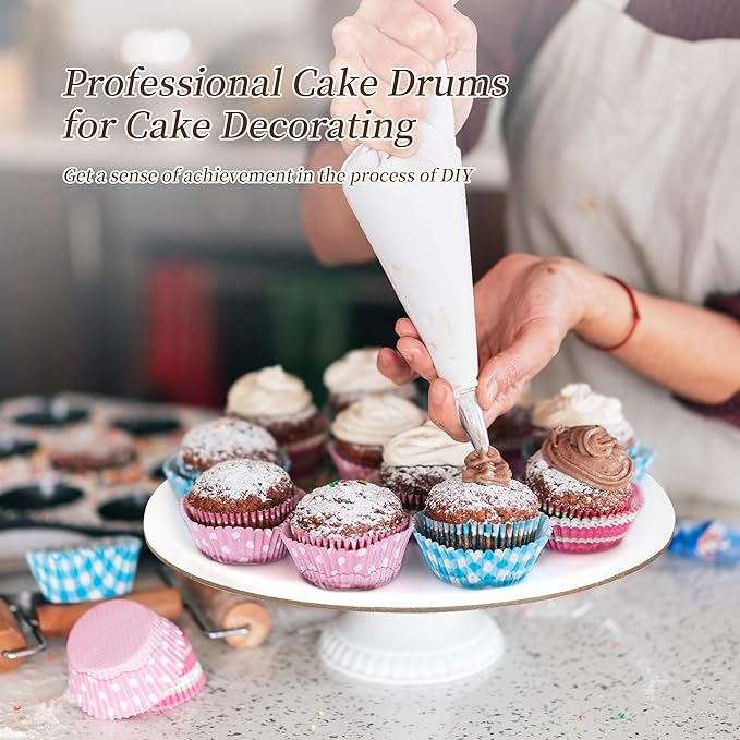 Cake Boards 30 Pcs White, 10 Inch Cake Circles Round Base, Food-Grade Cardboard Cakes Tray 2mm, Waterproof Oil-proof and Sturdy, Disposable cake Plates for Cakes DIY and bread desserts Display