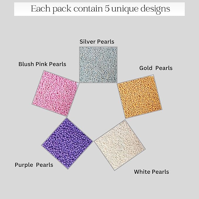 Confect Pearl Sprinkles | Sprinkles for Cakes & Cupcakes Decoration | Assorted pack of 5 Royal Unicorn | Mix Sliver, Baby Pink, Purple, White & Golden Dragees | Vegan, Gluten-Free, Nut-Free, Soy-Free, Dairy-Free, Palm Oil-Free, No Artificial Dyes - 5 Oz