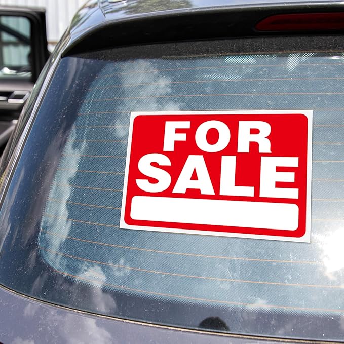 for Sale Sign Stickers- 5 Pack for Sale Signs Car, 10x7Inch Self-Adhesive Vinyl for Sale Sign Decal for Vehicles, Houses, Business, Garage- Scratch, Weatherproof, UV Resistant-Indoor and Outdoor