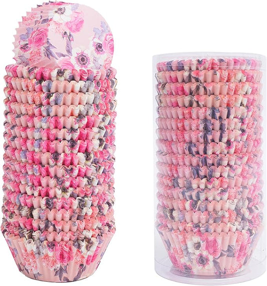 Floral Standard Cupcake Liners 400 Count Paper Baking Cups Food Grade Disposable Cupcake Wrappers, Pink