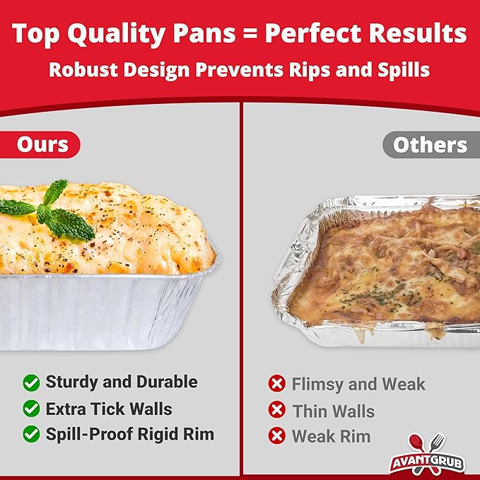 Chef-Grade Thick 6 x 3.75 in Foil Loaf Pans w/Lids 10Pk. Best Disposable Bakeable 1Lb Aluminum Tin Pan for Baking Bread Small Meatloaf or Lemon Bundt Cake for Holiday Gifts, Bake Sales or Fundraisers