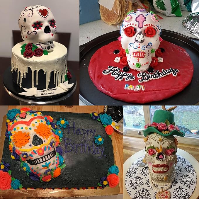 JETKONG Large Skull Cake Pan Haunted Skull Baking Cake Mold for Halloween and Birthday Party (Brown)