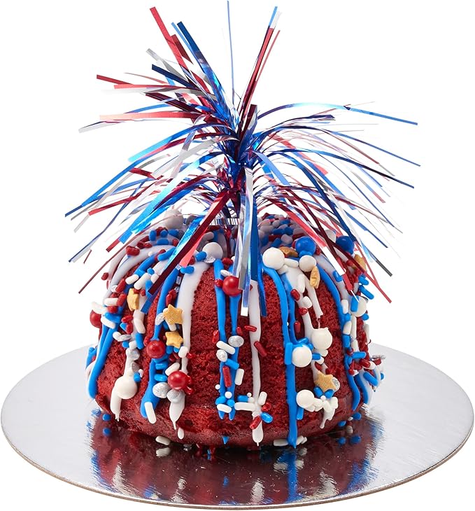 DECOPAC Firecracker Deluxe Fusion Mix, 26oz, Fancy Patriotic Candy Sprinkles in Handheld Container, Edible Sprinkles For Celebration Cakes, Cupcakes, Cookies and Donuts, Red, White, and Blue