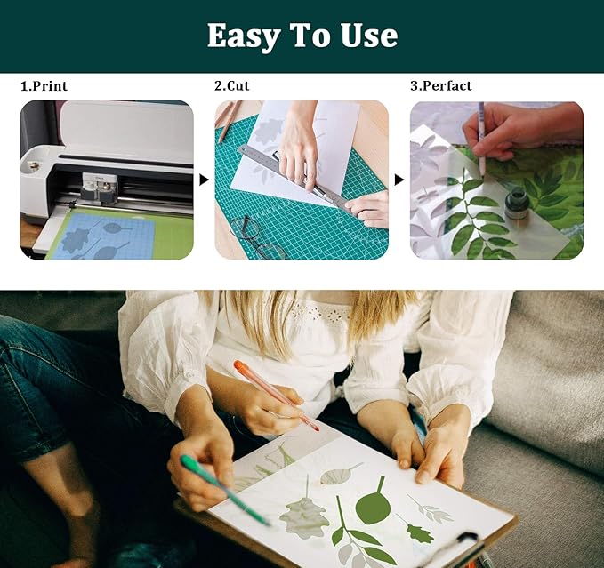 ilauke 10 Pieces 7.5mil Stencil Vinyl Sheets, 12x12inch Blank Mylar Stencil Sheets, Milky Translucent PET Stencil, Clear Mylar Template for Cricut Cutting Machine, Make Your Own Stencils Sheets