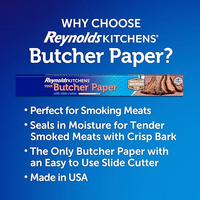 Reynolds Kitchens Butcher Paper for Smoking Meat with Slide Cutter, Pink, 225 Square Feet