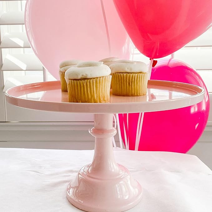 Sprinkles & Confetti 11" Baby Pink Melamine Cake Stand – Durable Dessert Display for Weddings, Showers & Birthdays | Elegant Round Tray for Cakes, Cupcakes & Brunch Tables