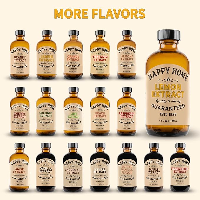 Happy Home Pure Lemon Extract- Certified Kosher, 4 oz.