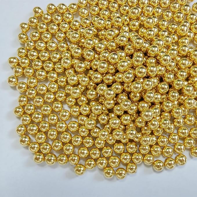 PhilaeEC Gold Peals 7mm Size Sprinkles for Cake Decoration Edible Candy Baking Cookie Cupcake Toppers Wedding Party Valentines Halloween Christmas Supplies 3.53oz