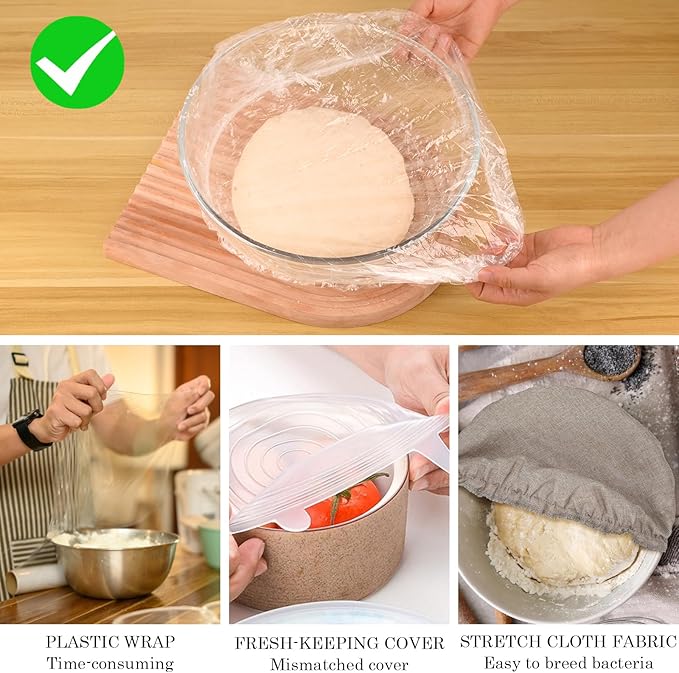 Actvty Bowl Covers for Bread Proofing, 100pcs Large Shower Caps for Sourdough Bread, Fits Bowls Up to 13", Stretchable Reusable Plastic Bowl Cover BPA Free Food Grade