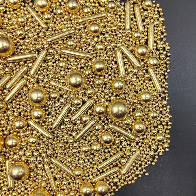 Gold Sprinkles Pearl Sugar Candy Mix Size Baking Cake Decorations Cupcake Toppers Cookie Decorating Wedding Shower Party Valentine Halloween Christmas Supplies 120g/4.23oz
