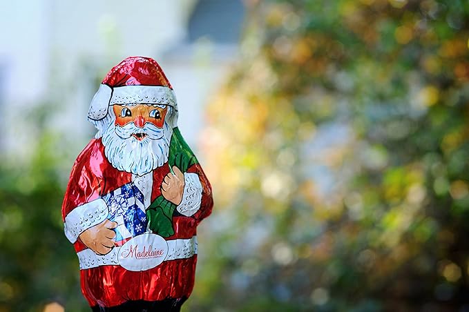 Madelaine Premium 3D Semi Solid Milk Chocolate Santa - American-Made & Swiss Formula - Individually Wrapped - Creamy Milk Chocolate Santa Total of 8oz