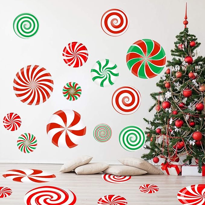 4 Pcs Christmas Stencils for Painting Christmas Candy Stencils Template Plastic Reusable Peppermint Candy Stencils on Wood for Christmas Decor Fabric Canvas DIY Home Decor 12x 12inch