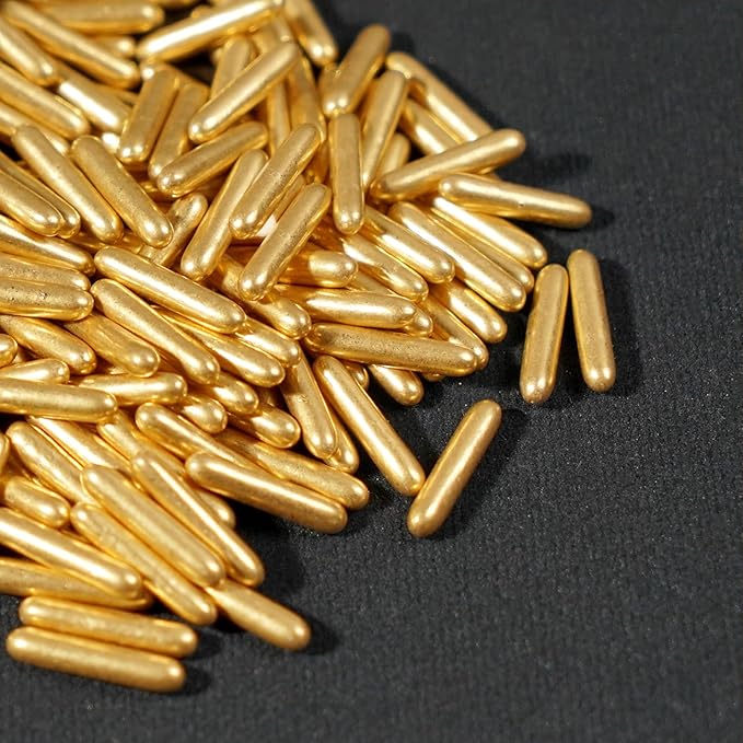 Christmas Gold Sprinkles, 150g/5.29oz, Edible Sprinkles, Metallic Rods Candy, Gold Rods Sugar For Baking, Donuts, Cakes, Cupcakes, Cookies, Wedding Party, Holiday