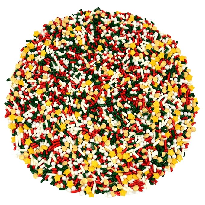 Mystic Sprinkles Christmas Holiday Sprinkle Mixes (A Classic Christmas in Gold Sprinkle Mix 3.4oz)
