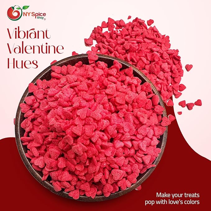 NY Spice Shop Christmas Red Heart Sprinkles - 1 Pound Nonpareils and Snowflake Red Sprinkle - Edible Christmas Themed Holiday Winter Sprinkle - Candy Sprinkles for Holiday Baking & Cupcakes Toppings