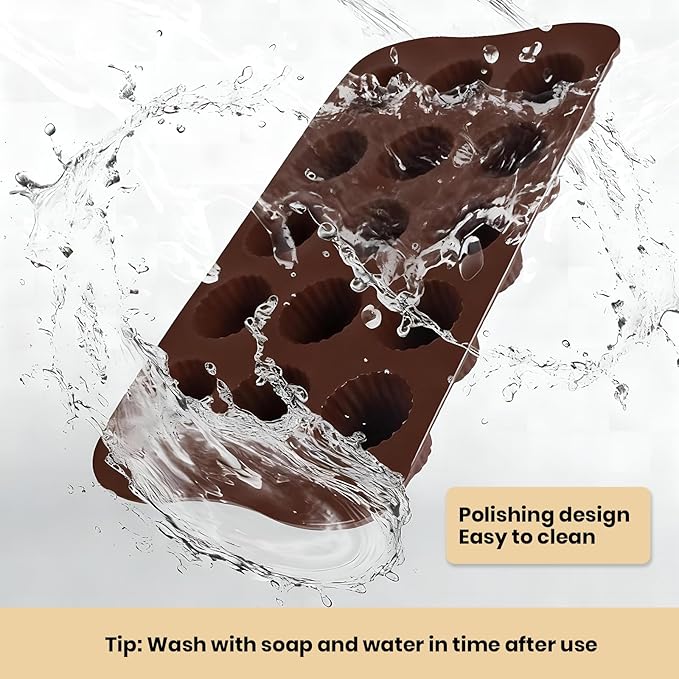 2 PCS Chocolate Molds with Lid,15 Cavity Round Non Stick Baking Silicone Mold for Peanut Butter Cup Jelly Food Grade Candy Truffles Ice Cake Mold,for Decor Party Christmas Birthday Gift