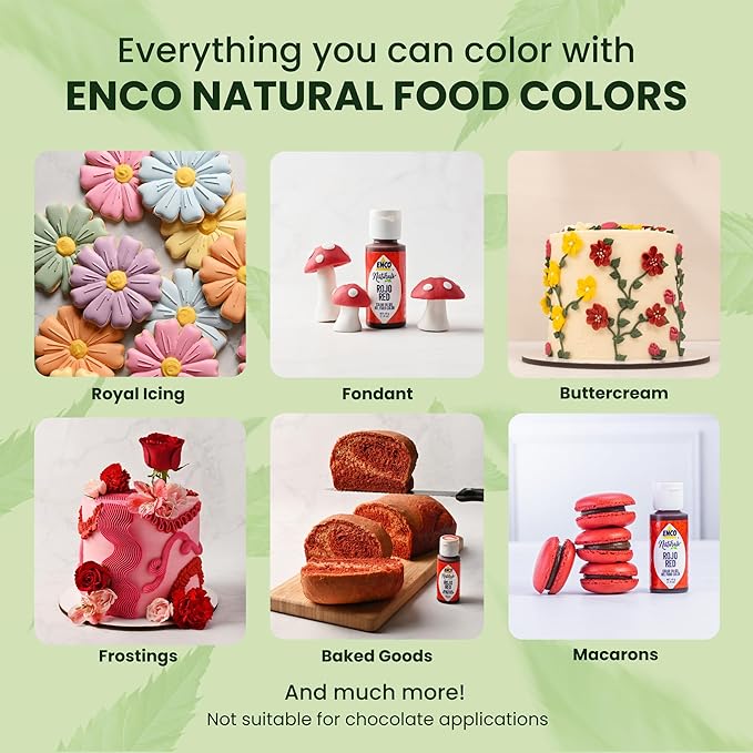 ENCO Naturals Food Coloring Gel Brown 1.41 oz- No artifitial dyes - Vibrant colors for Icing, Buttercream, Fondant - Vegan & Kosher
