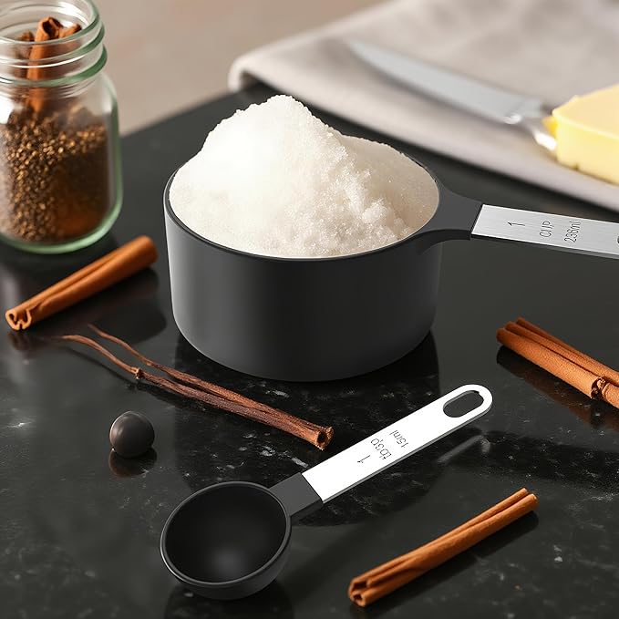 Measuring Spoons and Cups Set, Stackable Stainless Steel Kitchen Gadgets for Baking and Cooking
