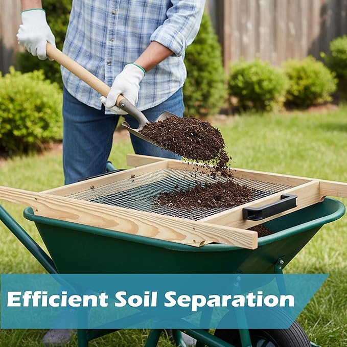 Large Soil Sifter, Rock Sifter Garden Sieve Soil Dirt Leaves for Gardening, 18'' × 34.5'' Compost Sifter Suitable for Wheelbarrow and Handheld