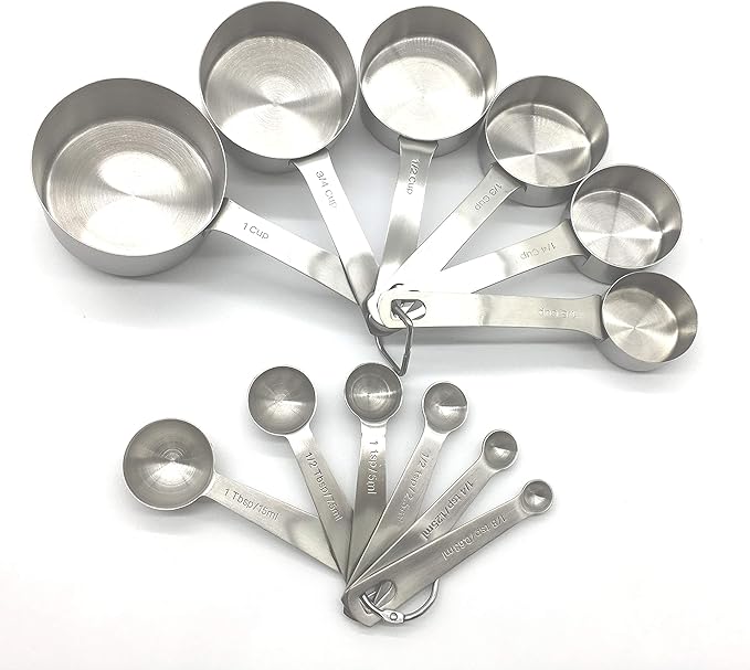 Stainless Steel Measuring Cups and Spoons Set, Heavy Duty 12 pcs set, 6 Measuring cups and 6 Measuring Spoons (1)