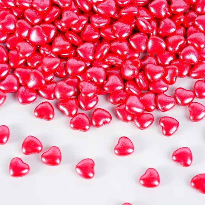 Red Heart Sprinkles for Cake Decorating 4.23 oz Edible Red Hearts Sugar Candy Sprinkles for Cookies Chocolate Ice Cream Cupcake Topper Perfect for Wedding Valentine’s Day, Wedding, Christmas & Holiday