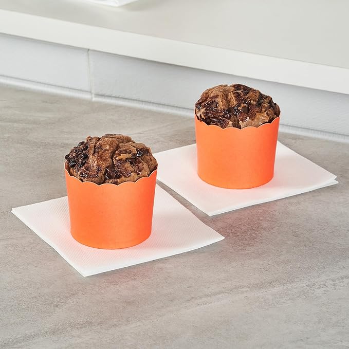 Panificio 6 Ounce Cupcake Wrappers, 200 Scalloped Baking Cups - Oven-Ready, Greaseproof, Orange Paper Cupcake Liners, Disposable, For Birthdays, Baby Showers, Or Weddings - Restaurantware