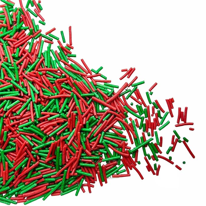 SE Si&Moos Christmas Jimmy Sprinkles Red and Green Jimmies Sprinkles for Cake Decorating Edible Christmas Cake Decorations Edible Crunchy Jimmies for Topping Ice Cream, Cookies, Cupcakes, Dessert Decorating 3 OZ