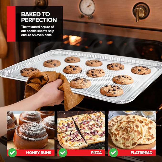 Stock Your Home Aluminum Pans Cookie Sheet Baking Pans (15 Pack) Disposable Foil Trays - Reusable and Durable Nonstick Baking Sheets – Disposable Cookie Pans
