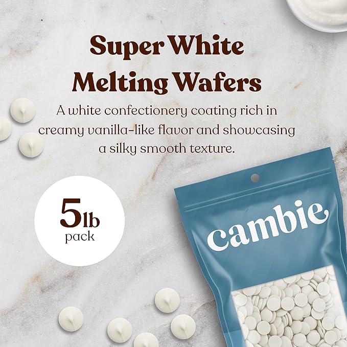 Merckens Super White Melting Chocolate - 5 Pounds of Premium Quality Super White Candy Melts to make Dubai Chocolate Bar, Cake Pops, Cocoa Bombs, & Homemade Desserts