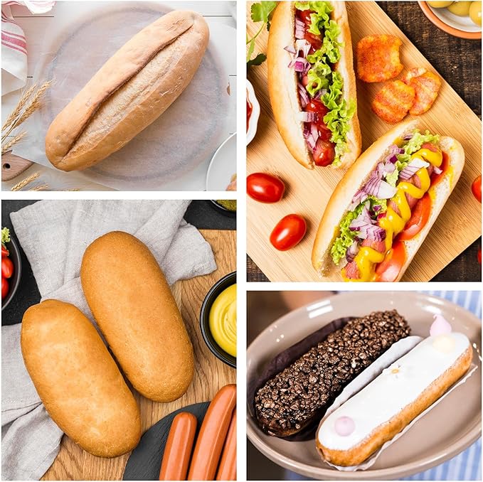 2 Pack Silicone Hot Dog Bun Pans, 6x9 Inch Non-Stick Baking Mold – Perfect for Homemade Hotdog Buns, Mini Baguettes & Rolls – Dishwasher Safe, 4-Cup Capacity (Pink)