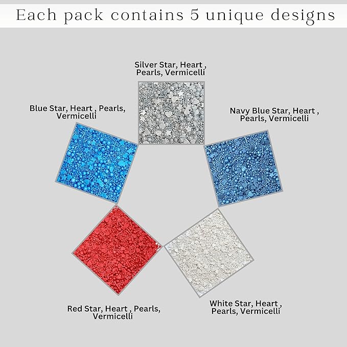 Confect EdibleJuly 4th Sprinkles | Patriotic Mix Red, White & Blue Sprinkles For Celebrations | Sprinkle For Cake & Cupcake Decorations | Vegan, Gluten-Free, Soy-Free, Dairy-Free, Palm Oil-Free- 5 Oz