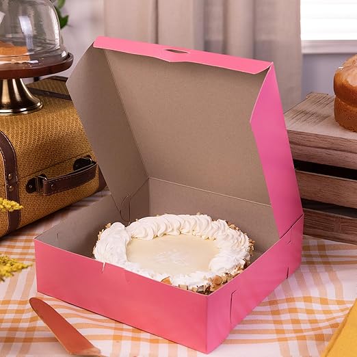 Southern Champion Tray 0871 Pink Paperboard Non-Window Lock-Corner Bakery Box, 10" Length x 10" Width x 3" Height (Case of 200)