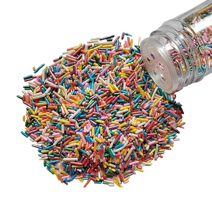 Homankit Rainbow Jimmies Sprinkles Edible Sprinkle Candy Soft Jimmies Toppings for Ice Cream, Cupcake, Cake, Cookie, Dessert Decorating 2.75 Ounces
