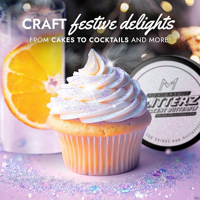 MONÉGASQUE Iridescent Edible Glitter for Drinks 10g – Edible Glitter for Cakes & Cocktails - Cocktail & Drink Shimmer Powder - Christmas Cake Decorations Spray - Cupcake & Food Decorating Sprinkles
