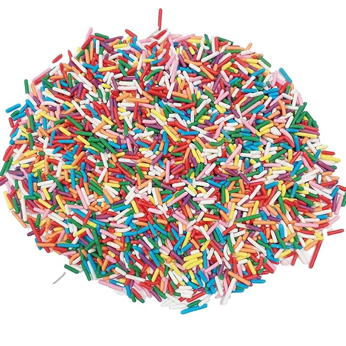 Sentovac Rainbow Soft Jimmies Sprinkles Edible for Cake Decorating Rainbow Sprinkles Sugar Candy Cookie Cupcake Topper Ice Cream Baking Decorations Wedding Halloween Christmas Supplies 3.35oz