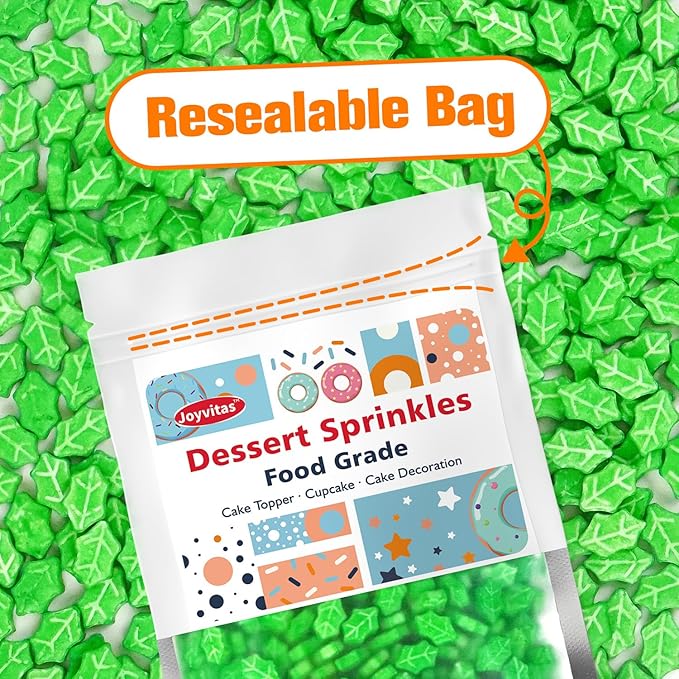 Green Leaf Candy Sprinkles, Christmas sprinkles for Cake Decorating, Edible Sugar Leaf Sprinkles, 150g/5.29oz, Cake Decorations, Baking, Cupcake, cookies Topper, foodgrade