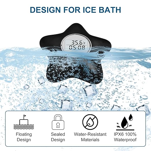 Star 4 in 1 Ice Bath Thermometer with Timer, Cold Plunge Tub Timer, Floating Cold Plunge Thermometer, Ice Bath Challenge