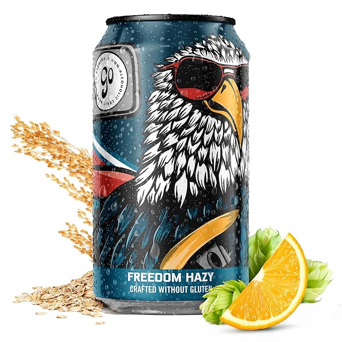 Go Brewing Freedom Hazy IPA Non-Alcoholic Craft Beer, 12oz - Low-Calorie & Gluten-Free Hazy Craft Brew with Juicy Citrus and Stone Fruit Notes - Non-Alcoholic Beer For Any Occasion