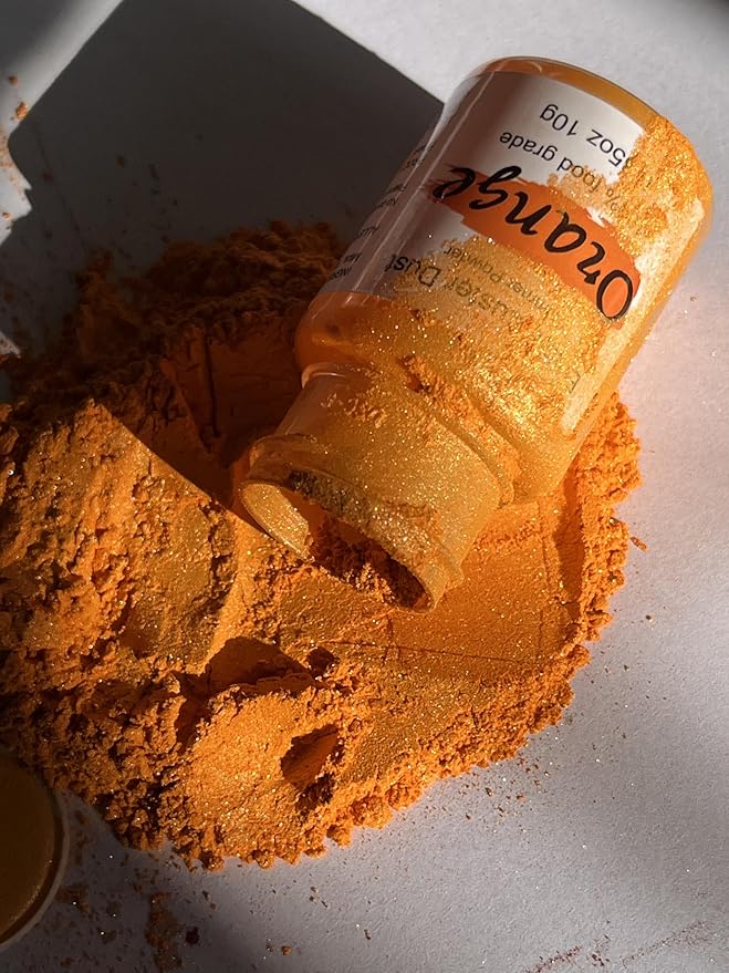 Orange Luster Dust Edible Glitter for Cakes Cocktails – 10g Colaele Edible Shimmering Dust for Chocolates, Metallic Food Coloring Powder for Cake Decorating Edible Glitter for Halloween Drinks, Vegan