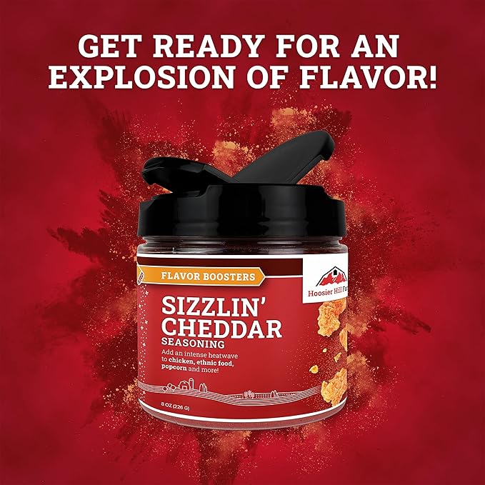 Hoosier Hill Farm Sizzlin' Cheddar Seasoning, Flavor Boosters, 8oz (Pack of 1)