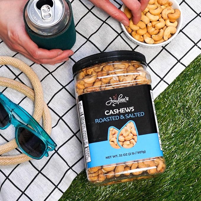 Cashews Roasted Salted - 32 oz 2 lbs | Whole Cashew Nut | Healthy Protein Snack | Natural Keto & Vegan Diet Friendly | Great for Cooking, Baking, Salads | Kosher | Jaybee's Nuts